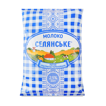 Молоко ультрапастер Селянське 2.5% т/ф 900г Вінниця 9/6130 фото