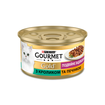 Корм для котів шматочки очки в соусі кролик/печінка 85г Gourmet Gold 39/706 фото
