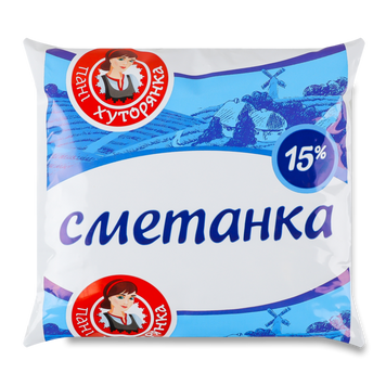 Сметанний продукт Сметанка 15% 400г п/е Пані Хуторянка 2/7161 фото
