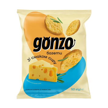 Сухарики пшеничні Gonzo зі смаком сиру, 50 г 9/40800 фото