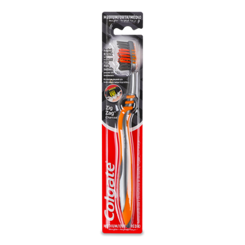 Зубна щітка середня Зиґ-Заґ з деревним вугіллям COLGATE 05/27941 фото