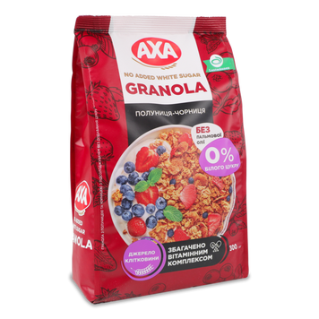 Гранола хруст полуниця/чорниця б/ц м/у 300г GRANOLA AXA 9/40630 фото