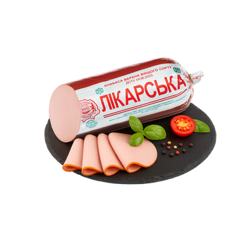 Ковбаса Лікарська ДСТУ вар в/ґ БМК Україна 16/2076 фото
