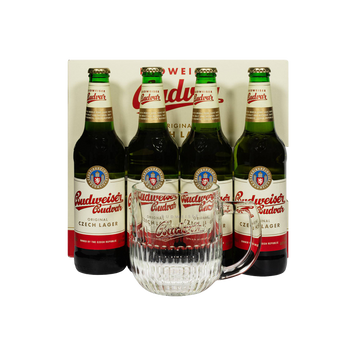 Набір пива Budweiser PR, 4 &times; 0,5 л + кухоль 4/20778 фото