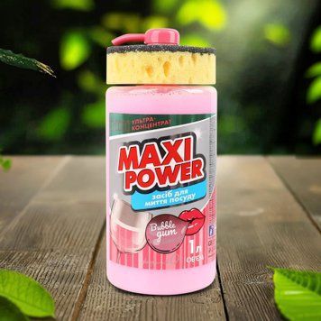 Засіб д/миття посуду 1л Бабл Гам запаска MAXI POWER 07/28107 фото