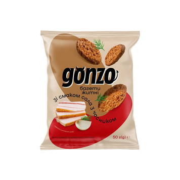 Сухарики житні сало/часник 50г Gonzo 9/40803 фото