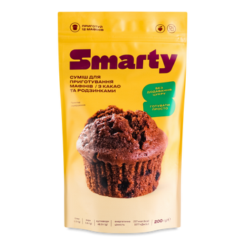 Cуміш для мафінів б/д цукру какао/родзинки м/у 200г SMARTY 9/40032 фото