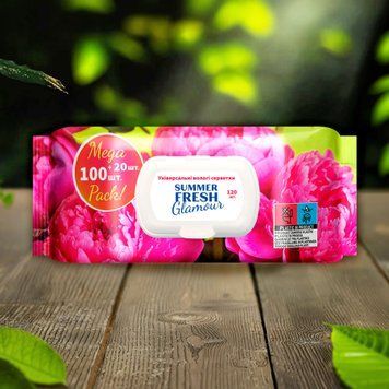 Серветки вологі універсальні Glamour Summer Fresh, 120 шт. 05/32098 фото
