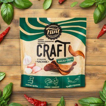 Грінки Craft житньо-пшеничні хвилясті &laquo;Часник&raquo; 80 г (90 г) Flint 9/38592 фото