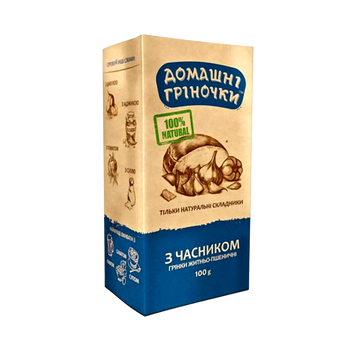 Грінки житні зі смаком часнику &laquo;Домашні гріночки&raquo;, 100 г 9/22448 фото