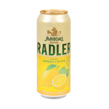 Пиво Львівське RADLER лимон/м'ята з/б 0,48л 4/22380 фото