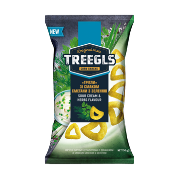 Снеки кукурудзяні сметана з зеленню 75 г TREEGLS 1/18303 фото