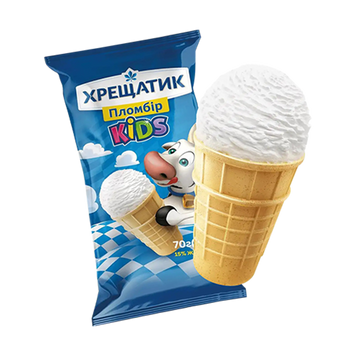 Морозиво пломбір 15% Хрещатик KIDS ваф/ст 70г 2/9738 фото