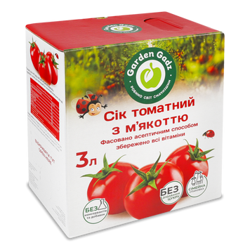 Сік-смузі Томатний з м'якоттю т/п 3л Garden Gadz 9/28209 фото