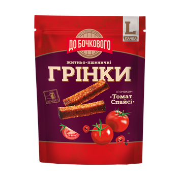Грінки житні томат/спайсі д/п 120г ДО БОЧКОВОГО 9/38049 фото