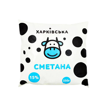Сметана 15% п/е 350г ТМ Харківська 2/9578 фото