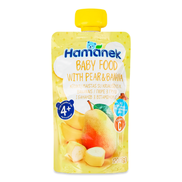 Д-Х Пюре груша/банан м/у 120г Hamanek 6/2129 фото