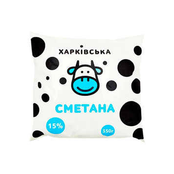 Сметана 15% п/е 350г ТМ Харківська 2/9578 фото