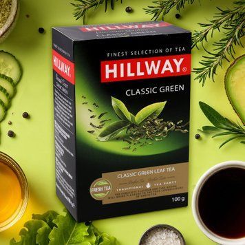Чай зелений Класик Грін к/у 100г Hillway 7/7800 фото