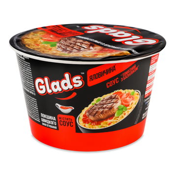 Локшина яловичина/соус томат/базилік ш/п склянка 85г Glads 9/35870 фото