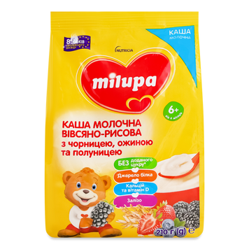 Д-Х Каша молочна овіс/рис/чорниця/ожина/полуниця від 6міс м/у 210г Milupa 6/2469 фото