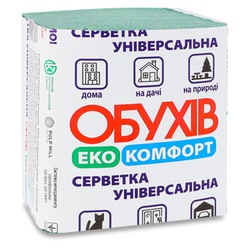Серветки 1-шар зелені V-складання 170шт Обухів Еко Комфорт 05/31528 фото