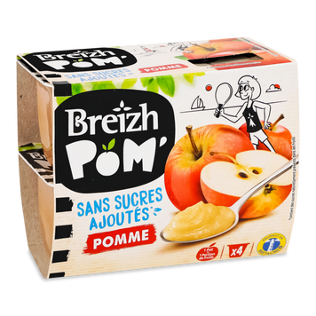 Пюре фруктове без цукру Яблуко 4х100г Breizh Pom 9/28374 фото
