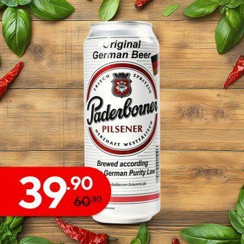 Пиво Німеччина Paderborner Pilsner світле з/б 0,5л 4/6720 фото