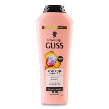 Шампунь для пошкодженого волосся та посіччених кінчиків SPLIT HAIR MIRACLE 400мл GLISS KUR 07/23922 фото
