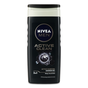 Гель для душу чоловічий Active Clean 3в1 250мл NIVEA 07/6301 фото