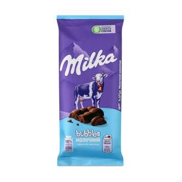 Шоколад молочний Bubbles пористий 80г Milka Kraft 1/7438 фото