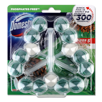 Блок гігієничний для унітазу POWER Свіжість Хвої 3*55г DOMESTOS 07/24788 фото