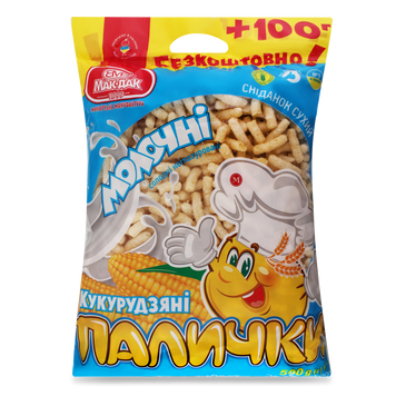 Кукурудзяні палички молочні м/у 400г+100г Мак-Дак 9/13827 фото