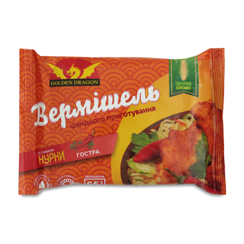 Вермішель ш/п курка гостр м/у 65г Golden Dragon 9/39795 фото
