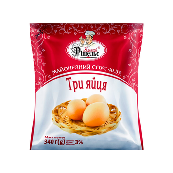 Майонезний соус &laquo;Кухар Рішельє&raquo; 40% &laquo;Три яйця&raquo; 340 г 9/37402 фото