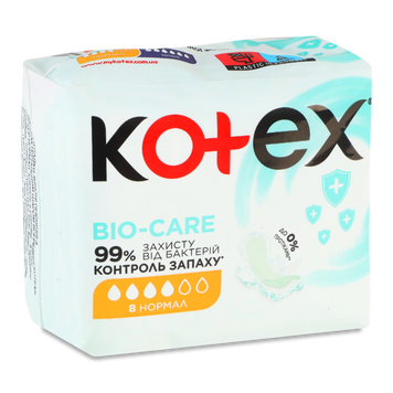 Прокладки гігієничні Норм Bio-Care 8шт Kotex 06/1010 фото