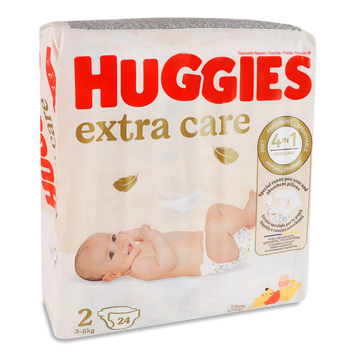 Підгузки дитячі Extra Care 2 3-6кг 24шт HUGGIES 26/26925 фото