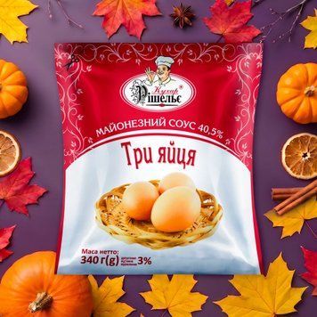 Майонезний соус &laquo;Кухар Рішельє&raquo; 40% &laquo;Три яйця&raquo; 340 г 9/37402 фото