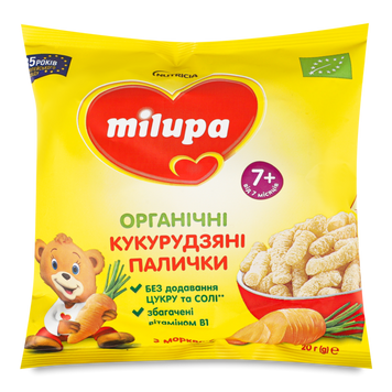 Д-Х Milupa кукур палички з морквою від 7 міс м/у 20г Nutricia 6/3627 фото
