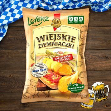 Чипси картопляні шинка/сир м/у 130г Wiejskie ziemniaczki/Lorenz 9/41508 фото