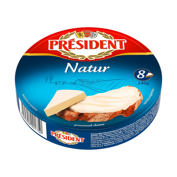 Сир плавлений Natur 45% порц к/уп 140г PRESIDENT Хорватія 2/7778 фото