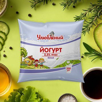 Йогурт 2,5% біле ий п/е 400г Улюблене 2/9795 фото