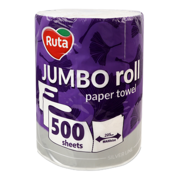 Паперовий рушник 2-шаров білий JUMBO 500 листів Рута 06/941 фото