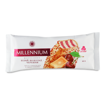 Морозиво Millennium біле ий шоколад-черешня ескімо 80г РУДЬ 2/9382 фото