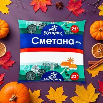 Сметана &laquo;Хуторок&raquo; 21% 400 г / 350 г Хуторок 2/7243 фото