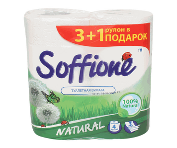 Туалетний папір 3-шаровий білий Natural Premio 4шт Диво 06/459 фото