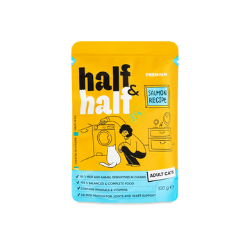 Корм для котів шматочки очки з лососем у желе 100г HalfHalf 39/5613 фото