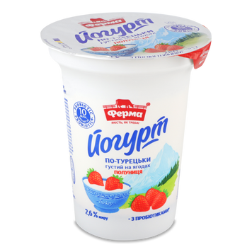 Йогурт по-турецьки 3% полуниця ст 280г Ферма 2/7416 фото