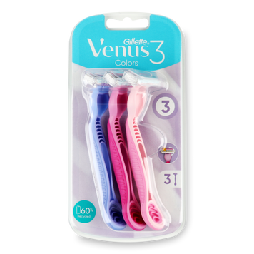 Станок одноразовий жіночий Venus 3 Colors 3шт GILLETTE 08/37458 фото