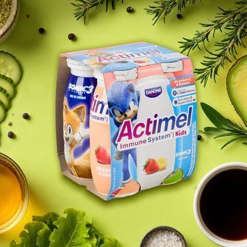 Actimel кисломол 1,4% Полуниця-банан мультипак 4*100г DANONE 2/9804 фото